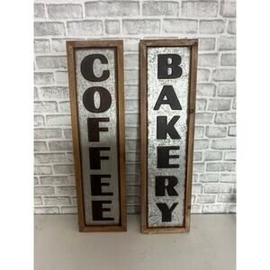 Cheungs  Vertical Wood Frame Galvanized Wall Sign - Coffee & Bakery
